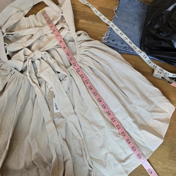 Meshki Loz Tie Back Linen Mini Dress In Natural L - Picture 16 of 16